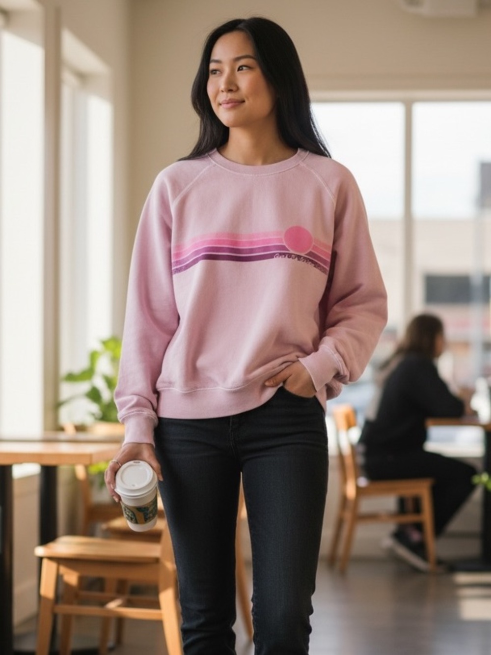 Sundry Rainbow Crewneck Sweatshirt in Purple, Size 1 (Small)